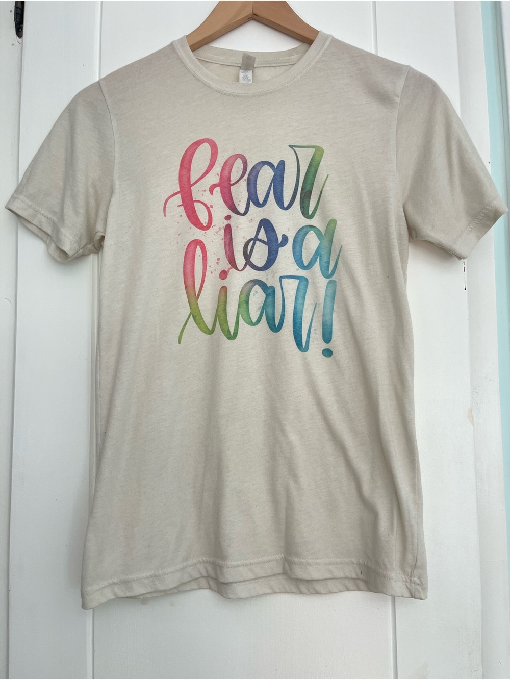 Next Level Fear Is A Liar Christian Graphic Tee Women’s XS Faith Shirt